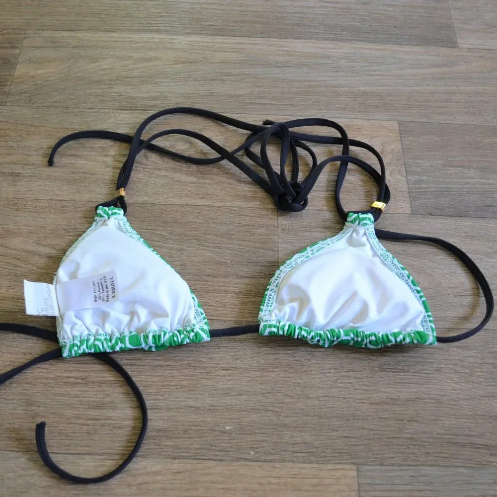 L *Space Green Triangle Bikini Top Sixe Extra Small